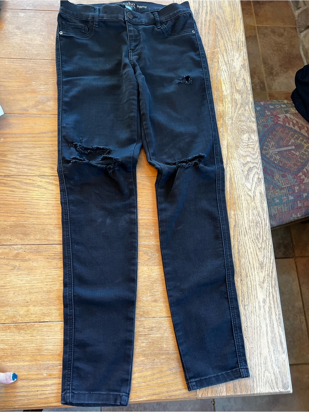 New York & Company Black Distressed Skinny Jeans